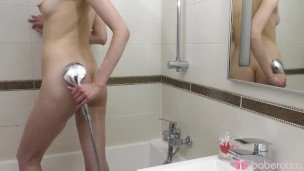 4K Solo Brunette Vika Lita Masturbates in Bathroom Shower