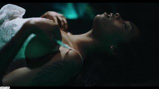 Busty Black Girl in Intense Encounter with Alien Monster